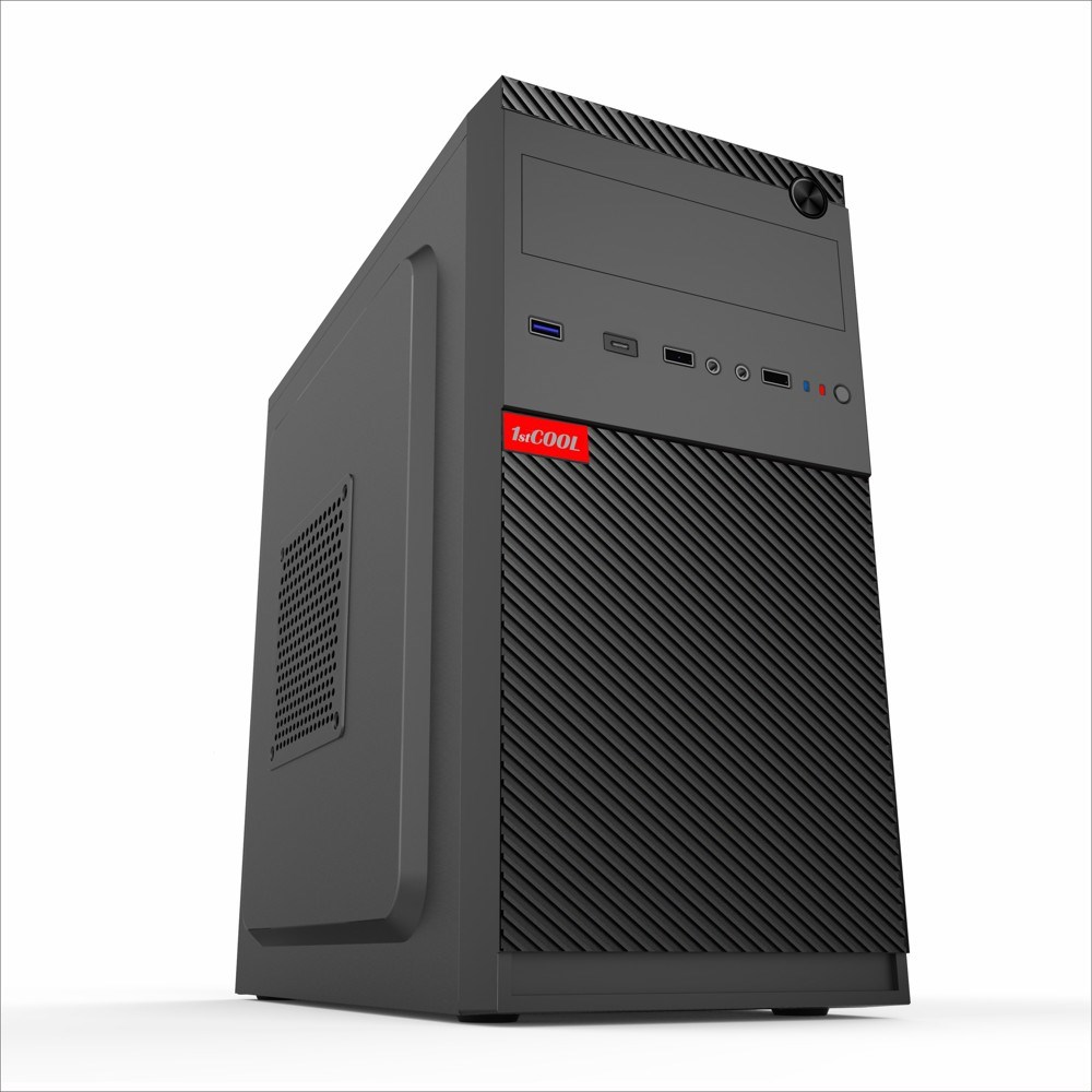 BAZAR - 1stCOOL skříň STEP 5, micro tower, AU, USB 3.0, USB-C, bez zdroje, černá, poškozený obal.