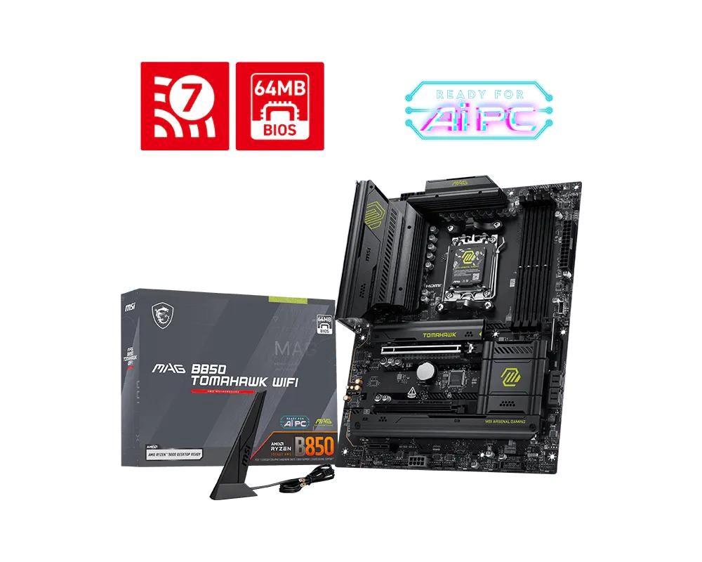 MSI MB Sc AM5 MAG B850 TOMAHAWK WIFI, AMD B850, 4xDDR5, WiFi, 1xHDMI