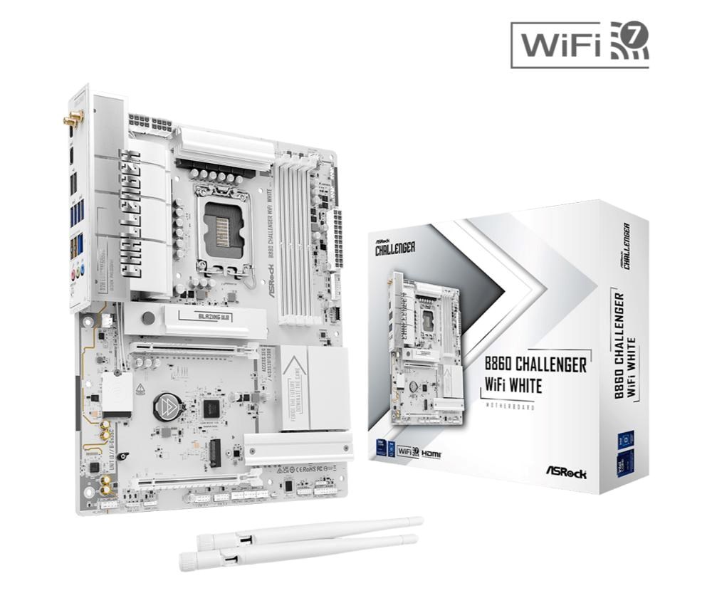 ASRock MB Sc LGA1851 B860 Challenger WiFi WHITE, Intel B860, 4xDDR5, 1xHDMI, WiFi, ATX