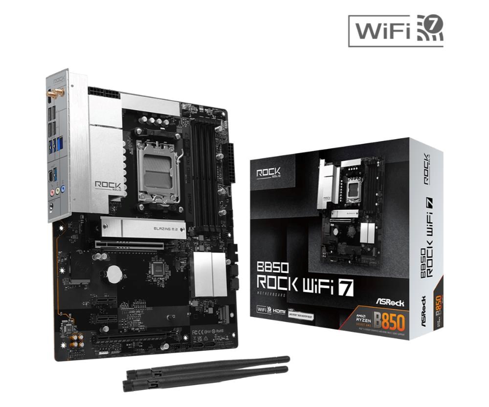 ASRock MB Sc AM5 B850 Rock WiFi 7,  AMD B850, 4xDDR5, 1xDP, 1xHDMI, WiFi, mATX