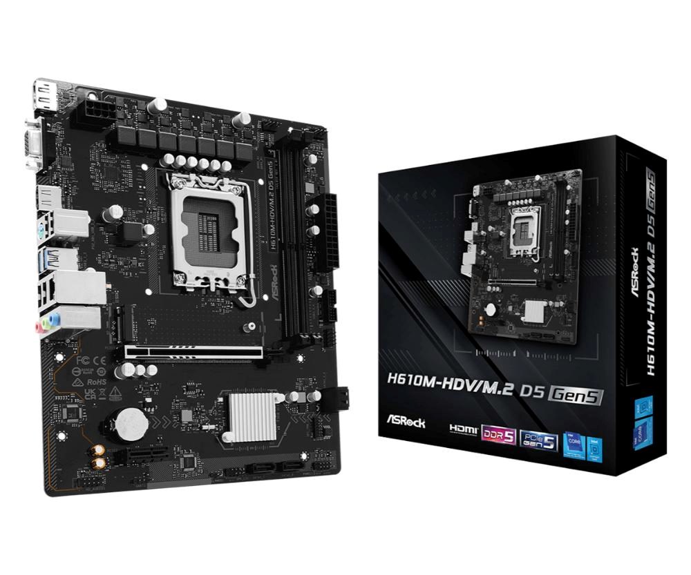 ASRock MB Sc LGA1700 H610M-HDV/M.2 D5 Gen5, Intel H610, 2xDDR5, 1xDP, 1xHDMI, 1xVGA, mATX