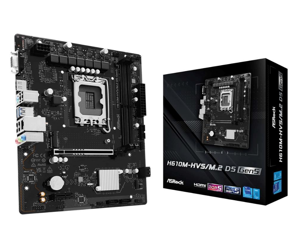 ASRock MB Sc LGA1700 H610M-HVS/M.2 D5 Gen5, Intel H610, 2xDDR5, 1xHDMI, 1xVGA, mATX