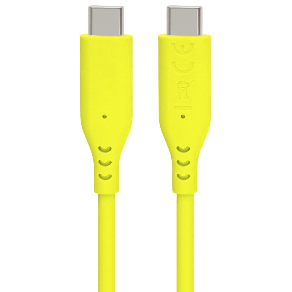 PREMIUMCORD Kabel USB-C na USB-C, 60W, 480Mbps, silikonový, žlutý, 1,5m