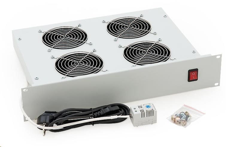TRITON 19" ventilační jednotka, 4 vent.-230V/140W, termost.,černá,mezi komponenty