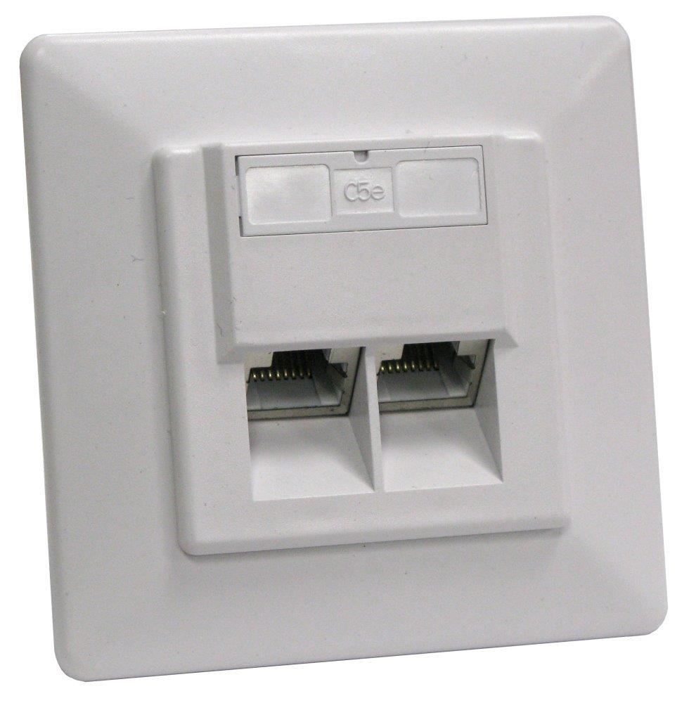 Zásuvka STP 2x RJ45 Cat5E, duální svorkovnice, pod omítku