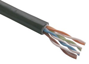 UTP kabel PlanetElite, Cat5E, drát, dvojitý venkovní PE+PVC, Dca, černý, 305m, cívka