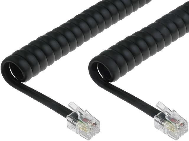 Telefonní šňůra kroucená - 2xRJ10 4p4c, 4m, černá