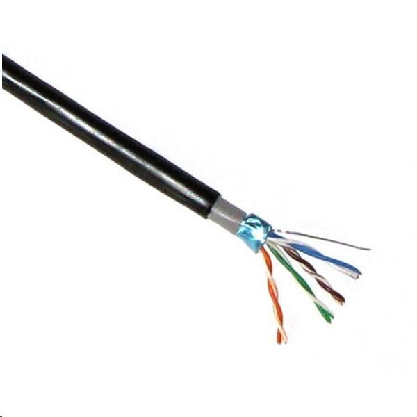 FTP kabel PlanetElite, Cat5E, drát, dvojitý venkovní PE+PVC, Dca, černý, 305m, cívka