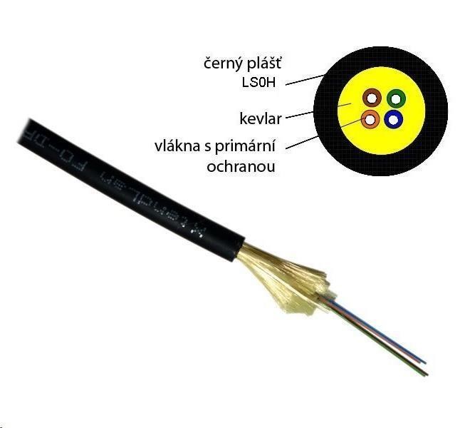 Optický kabel XtendLan DROP FTTx, 8x 9/125 SM, G.657A, LS0H, černý, cívka 1km