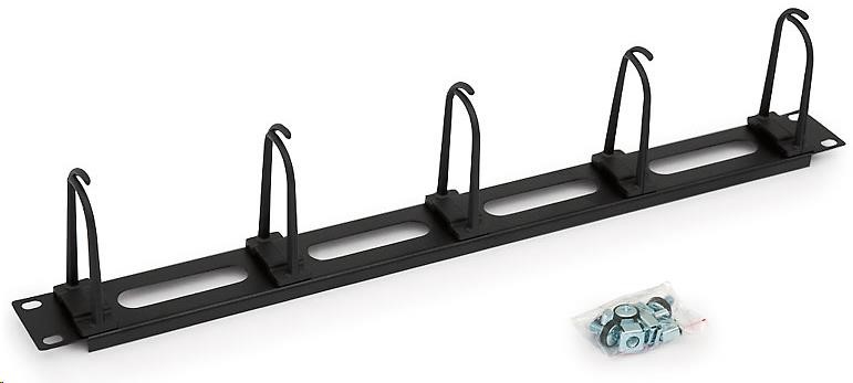 TRITON 19" vyvazovací panel průchozí 1U - 5x plastová úchytka velká, černá