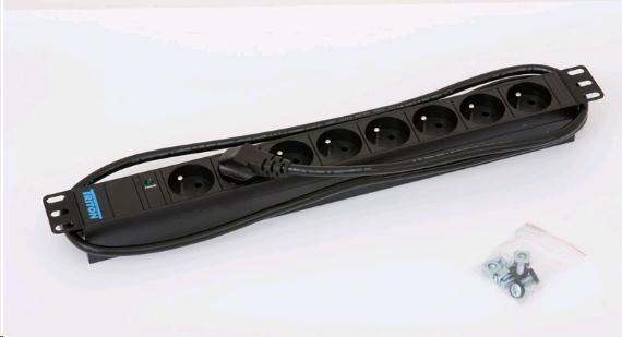 TRITON 19" rozvodný panel 8x230V - 2m, kontrolka, černý