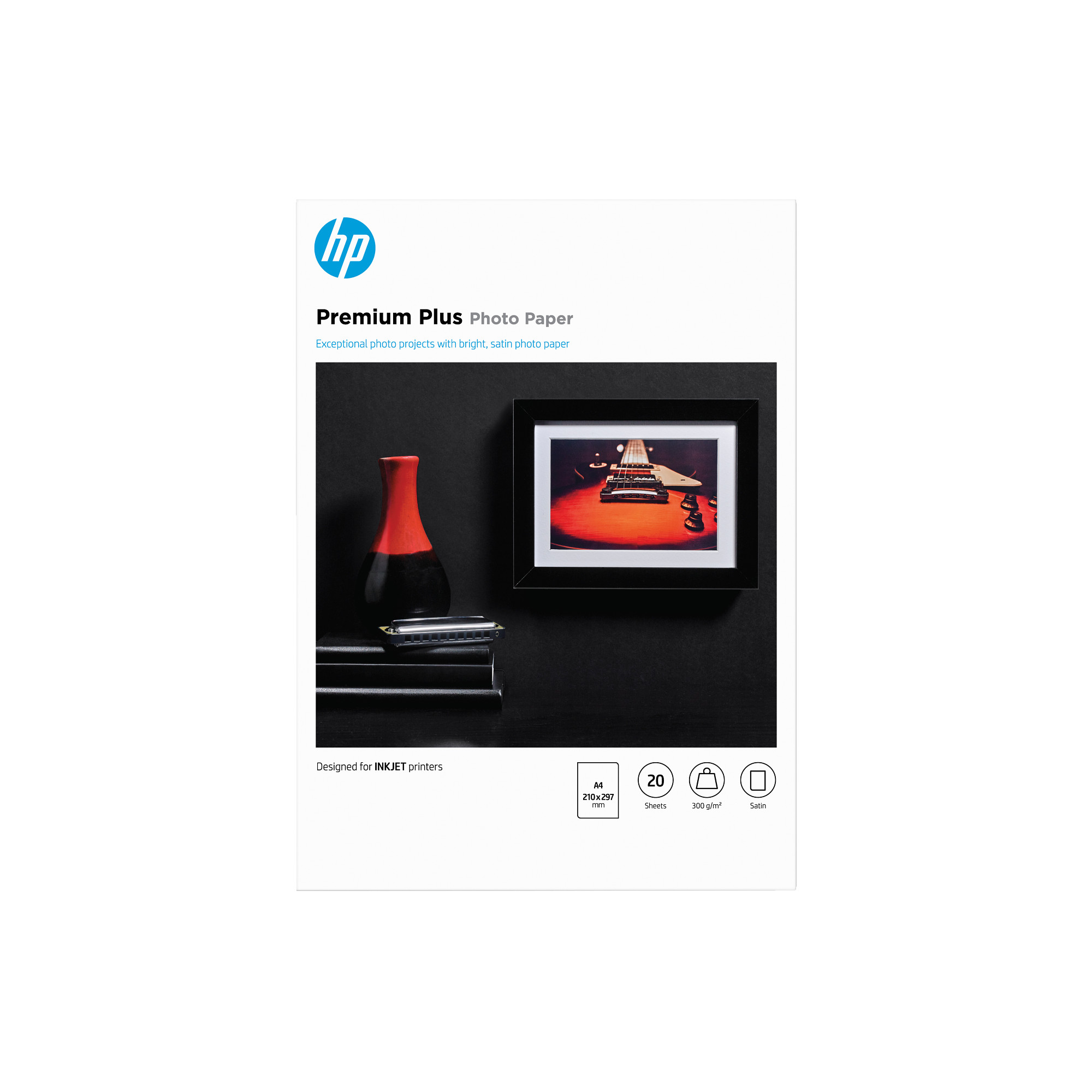 HP Premium Plus Semi-gloss Photo Paper-20 sht/A4/210 x 297 mm, 300 g/m2, CR673A