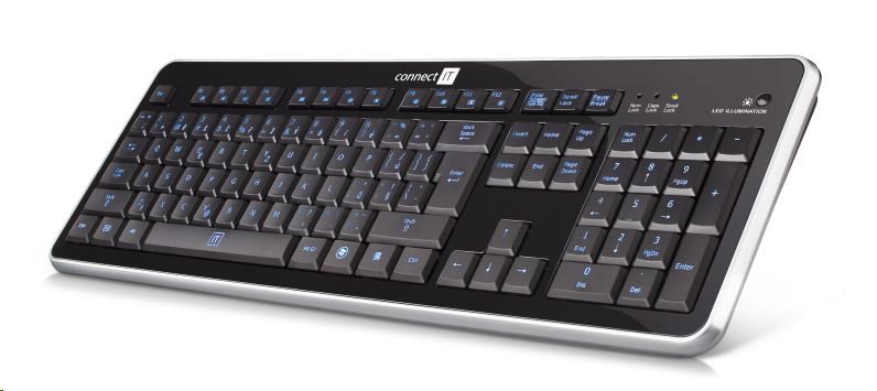 CONNECT IT Klávesnice CI-45 s LED podsvícením, USB