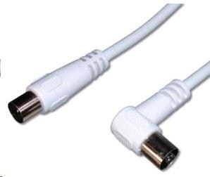 PREMIUMCORD TV kabel anténní propojovací 10m, konektor 90° (koaxiální, M/F, 75 Ohm)