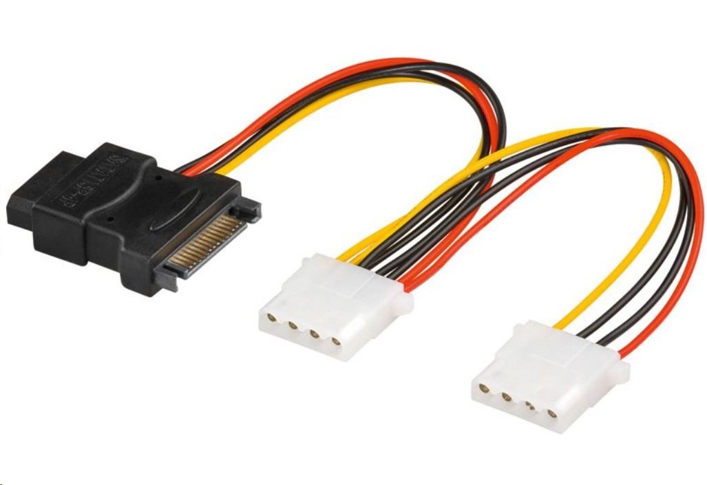 PREMIUMCORD Kabel SATA napájecí (Y) redukce -> 3x Molex 5,25" (16cm, rozdvojka)