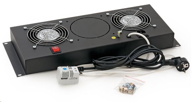 TRITON 19" ventilační jednotka vertikální, 2 vent., 4U, 230V/30W, termostat, černá