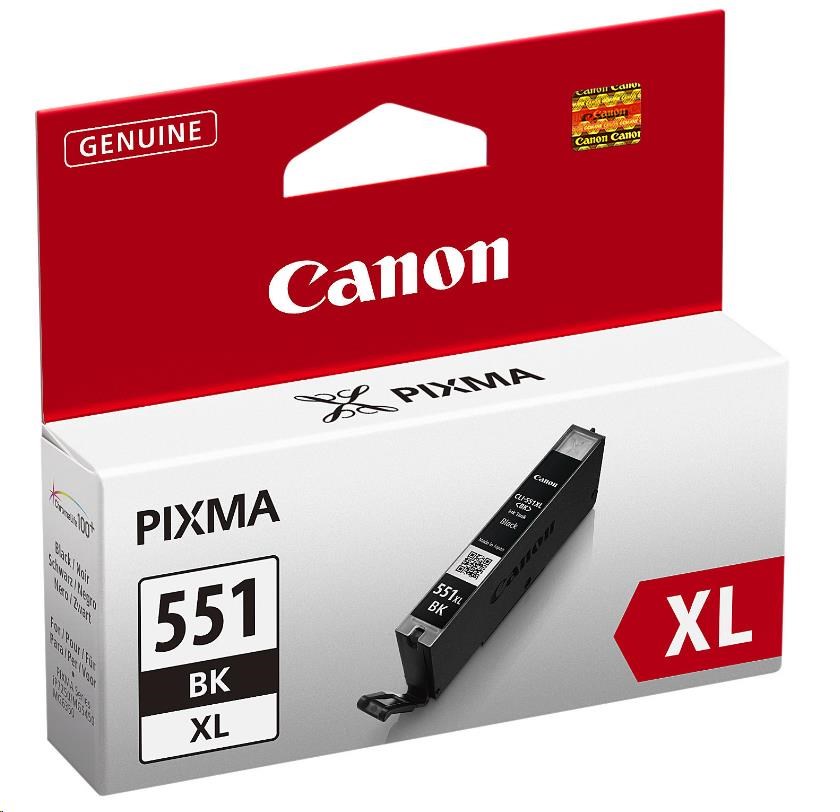 Canon CARTRIDGE CLI-551BK XL černá pro Pixma iP, Pixma iX, Pixma MG a Pixma MX 6850, 725x, 925, 8750 (1130 str.)