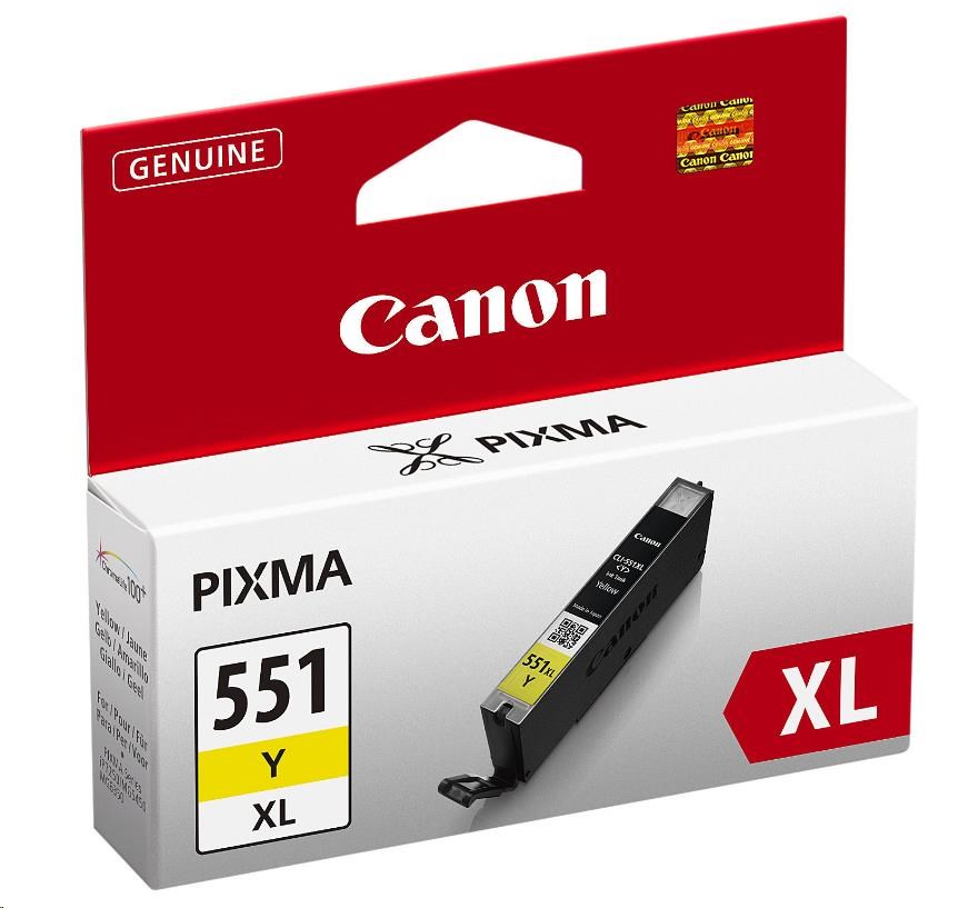 Canon CARTRIDGE CLI-551Y XL žlutá pro Pixma iP, Pixma iX, Pixma MG a Pixma MX 6850, 725x, 925, 8750 (695 str.)