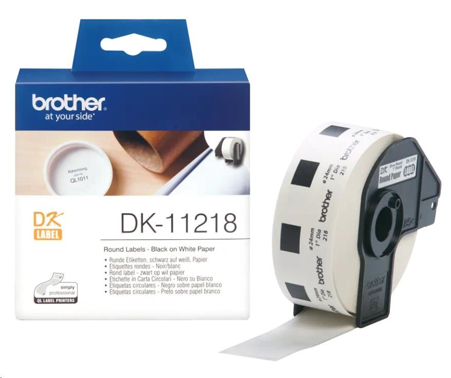 BROTHER DK-11218 - 400 kulatých štítků na kotouči, 24 mm x 90 mm