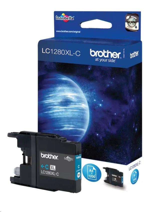 BROTHER INK LC-1280XLC, azurový inkoust pro MFC-J6910DW, 1 200 str.
