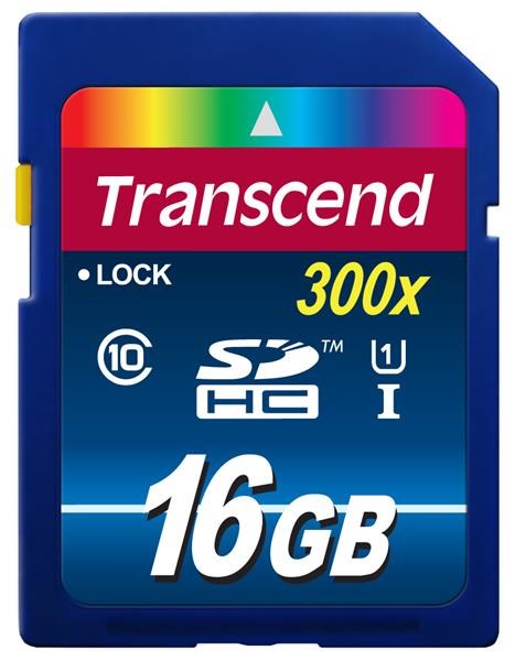 TRANSCEND SDHC karta 16GB Premium, Class 10 UHS-I, 300X (45MB/s)