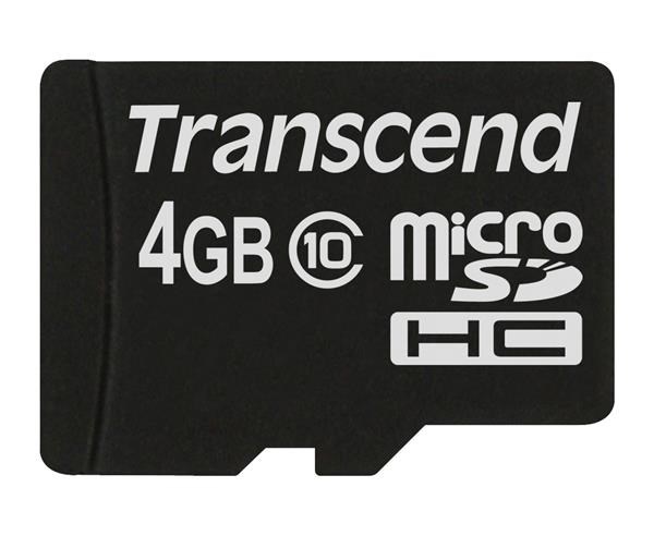 TRANSCEND MicroSDHC karta 4GB Class 10, bez adaptéru