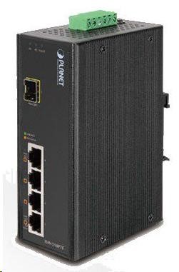 Planet switch ISW-514PTF, průmysl.verze 4x10/100+1x100BaseFX (SFP), DIN, IP30, -40 až 70°C, 12-48V