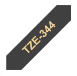 BROTHER TZE344 - kazeta TZ šířky 18mm, laminovaná TZE-344, černá / zlaté písmo - gold