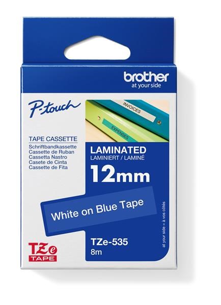 BROTHER TZE535 - kazeta TZ šířky 12mm, laminovaná TZE-535, modrá/bílé písmo