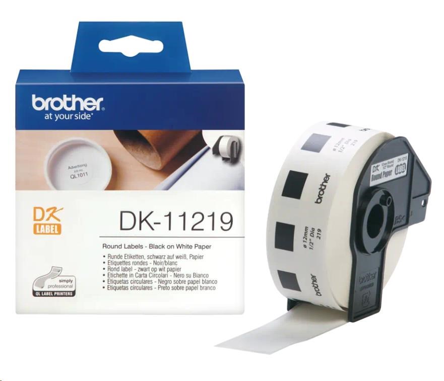 BROTHER DK-11219 (papírové / kulaté, průměr 12 mm - 1200 ks)