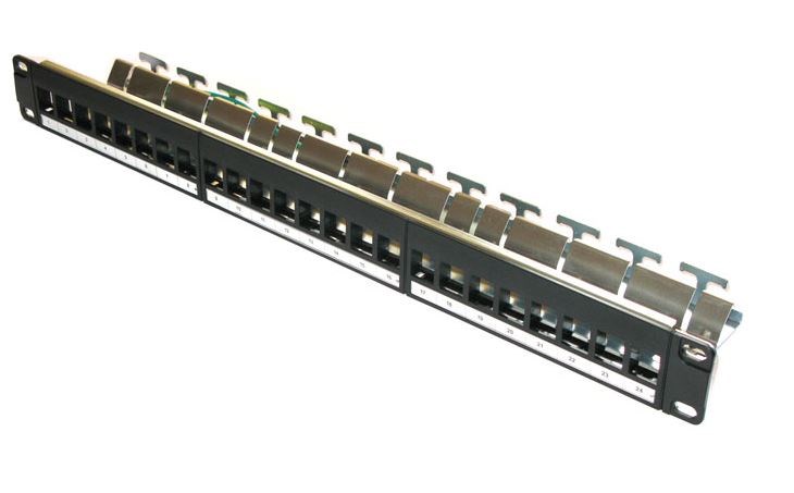 19" modulární stíněný patch panel XtendLan 24port, černý
