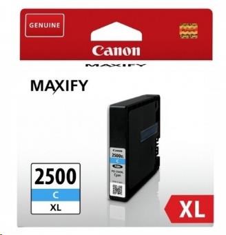 Canon CARTRIDGE PGI-2500XL C azurová pro Maxify iB4050, iB4150, MB5050, MB5150, MB5155, MB5350, MB5450, MB5455 (1755str)