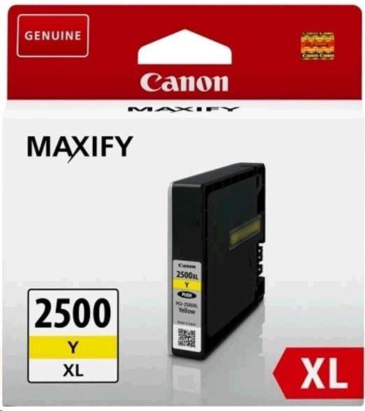 Canon CARTRIDGE PGI-2500XL Y žlutá pro Maxify iB4050, iB4150, MB5050, MB5150, MB5155, MB5350, MB5450 a MB5455 (1295str.)