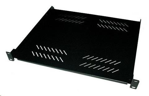 XtendLan 19" police s perforací 1U/400mm, nosnost 25kg, černá
