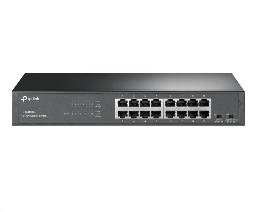 TP-Link switch TL-SG1016D (16xGbE, fanless)