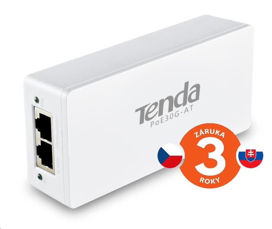 Tenda PoE30G-AT Gigabit Ethernet Power Injector, 30W, 802.3at, 802.3af,48V,PD Autodet.