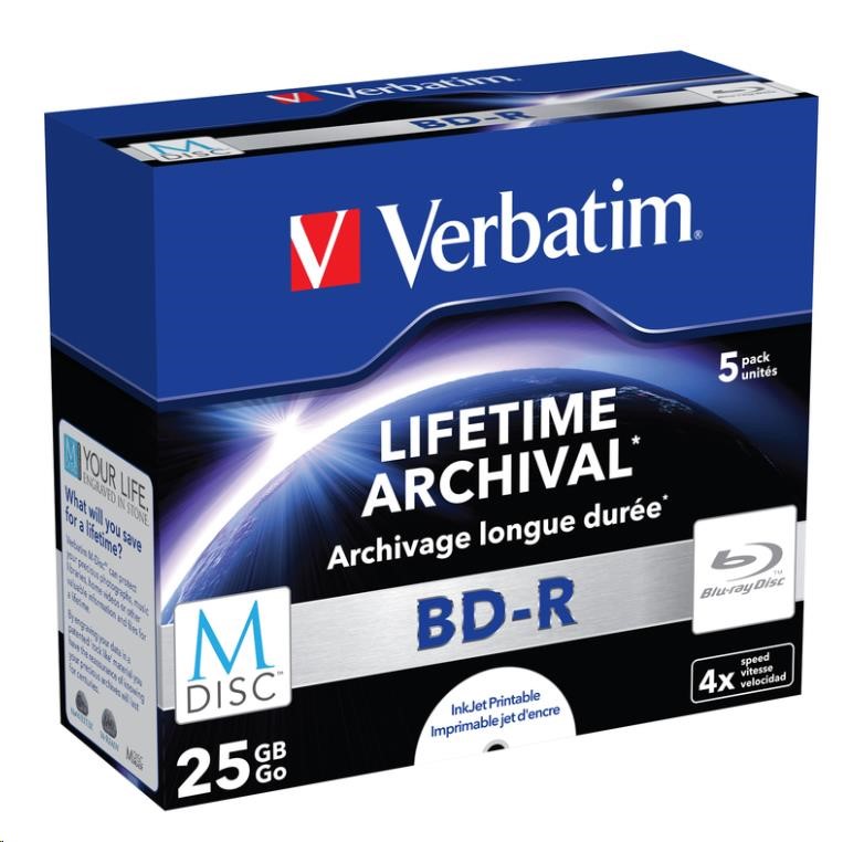 VERBATIM MDisc BD-R(5-pack)Jewel/4x/25GB