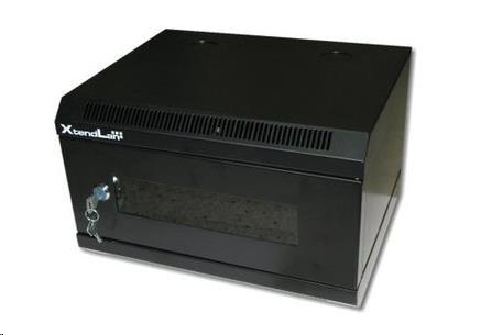 XtendLan 10" nástěnný rozvaděč 4U 350x280, nosnost 50 kg, dveře z plexiskla, svařovaný, černý