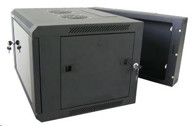 XtendLan 19" dvoudílný nástěnný rozvaděč 6U 600x550, nosnost 60 kg, skleněné dveře, svařovaný,černý