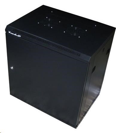 XtendLan 19" nástěnný rozvaděč 12U 600x450, nosnost 60kg, plné dveře, svařený, proti vykradení,černý