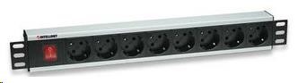 Intellinet 19" Rackmount 8-Way Power Strip - German Type, rozvodný panel, 8x DE zásuvka, 3m kabel