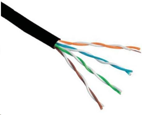 UTP kabel PlanetElite, Cat6, drát, venkovní PE, černý, 305m