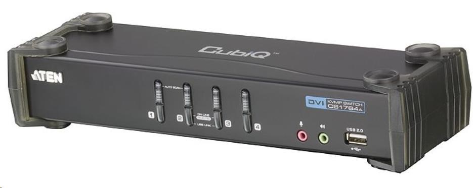 ATEN 4-port DVI KVMP USB, 2port USB HUB, audio, 1.2m kabely