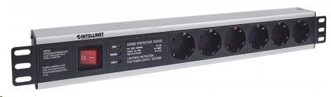 Intellinet 19" 1.5U Rackmount 6-Way Power Strip - German Type, rozvodný panel, 6x DE zásuvka, 3m kabel,přepěťová ochrana