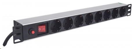 Intellinet 19" 1U Rackmount 8-Way Power Strip - German Type, rozvodný panel, 8x DE zásuvka, 3m kabel