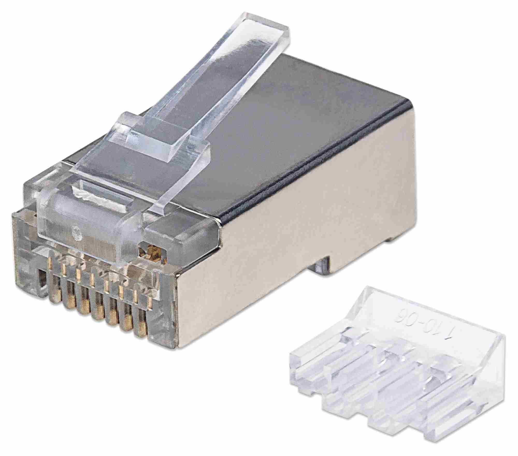 Intellinet konektor RJ45, Cat6A, stíněný STP, 15µ, drát, 90 ks v nádobě