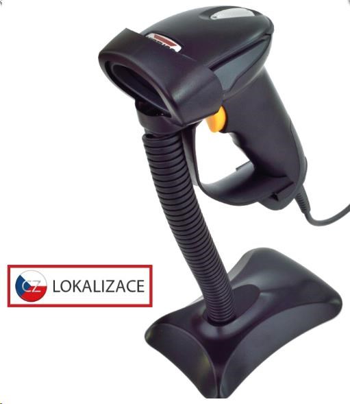 Virtuos CCD čtečka HT-310A s dlouhým dosahem, USB (klávesnice/RS232),stojánek , černá