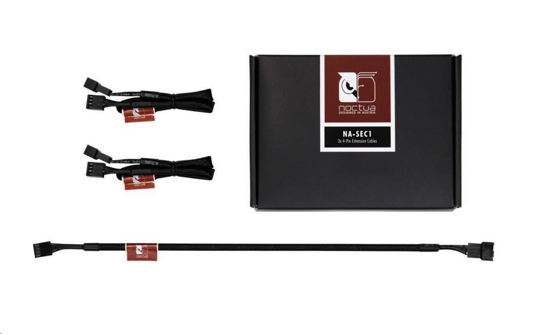 NOCTUA Prodlužovací kabely pro 4pin ventilátor NA-SEC1, 3x 30cm, černá