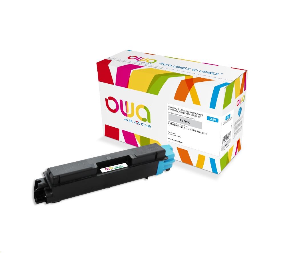 OWA Armor toner pro KYOCERA FS-C5250, 2026, 5000 Stran, TK590C, modrá/cyan + waste box (TK-590C)