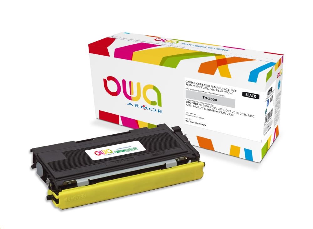 OWA Armor toner pro BROTHER HL 2030, 2040, 2070 DCP 7010, 7025 MFC 7225,Fax 2820,2500 Stran,TN2000,černá/black (TN-2000)